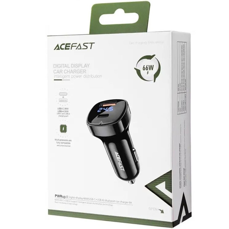 АЗП Acefast B4 digital display 66W(USB-C+USB-A) dual port дивитися фото №4