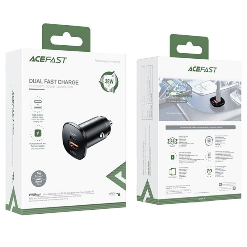 АЗП Acefast B1 mini dual-port metal car charger 38W (1USB-A/1C) на малюнкі №5