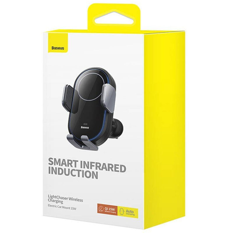 Автодержатель с БЗУ Baseus LightChaser Wireless Charging Electric Car Mount 15W (C40355900121-00) на картинке №6