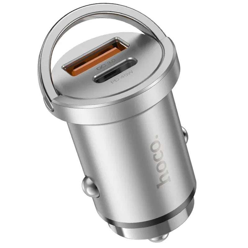 АЗП Hoco NZ10 Handy PD45W+QC3.0 (1USB-A/1C) + кабель Type-C to Lightning на малюнкі №5