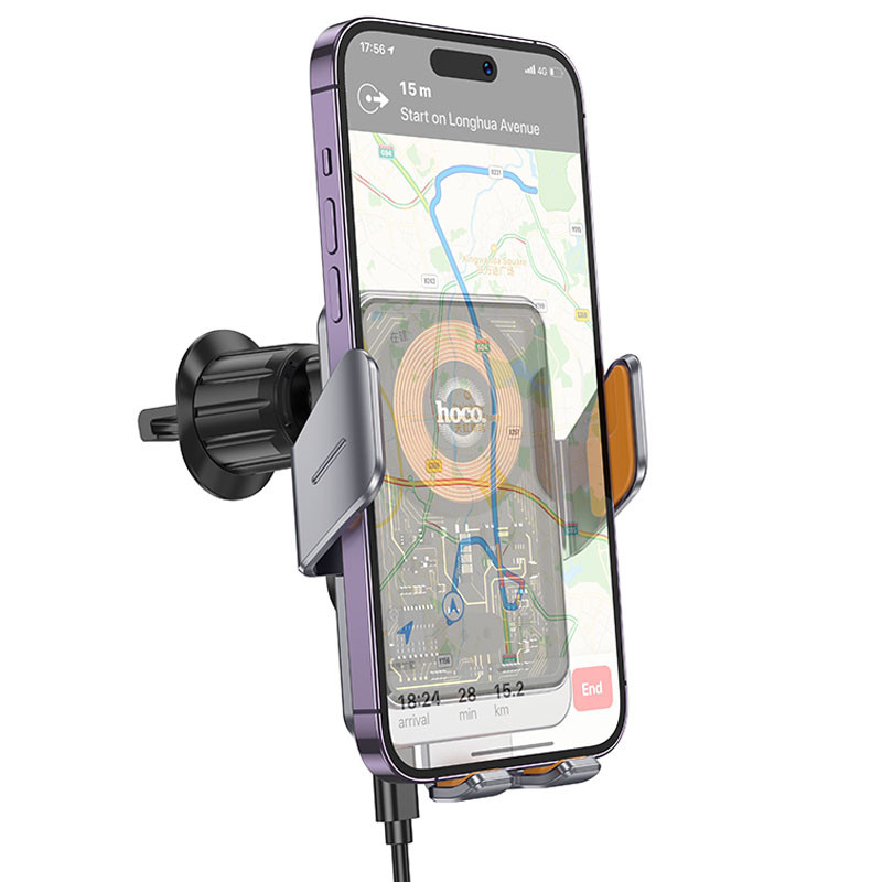 Автотримач з БЗП Hoco HW7 Transparent Discovery Edition (air outlet) дивитися фото №2