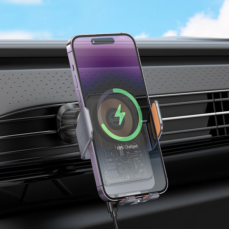 Автотримач з БЗП Hoco HW7 Transparent Discovery Edition (air outlet) дивитися фото №8