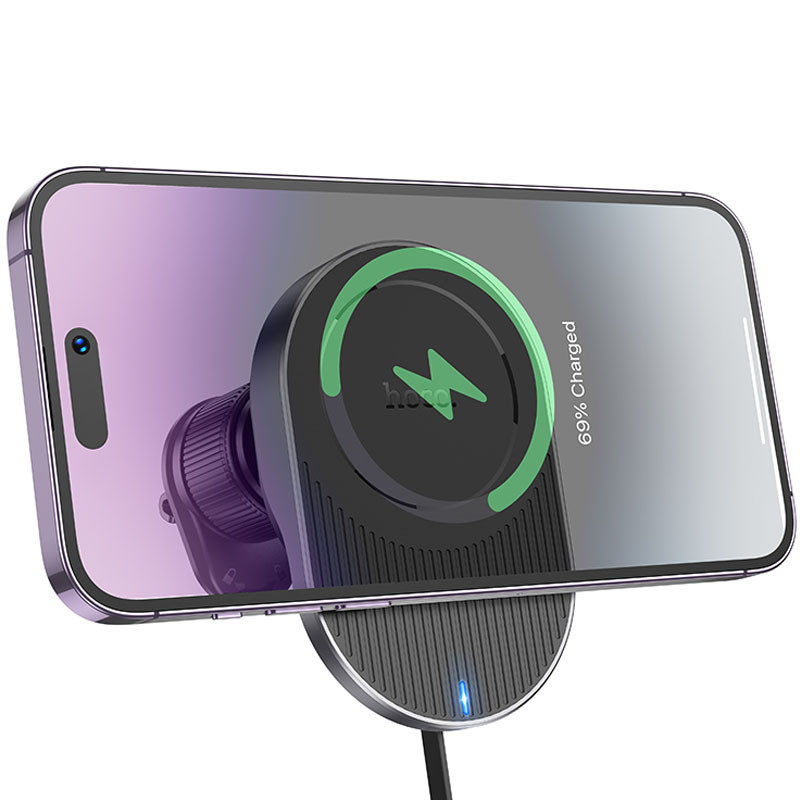 Автодержатель с БЗУ Hoco HW12 Guardian magnetic (air outlet) на картинке №4