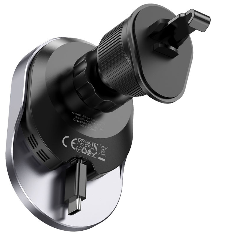 Автодержатель с БЗУ Hoco HW12 Guardian magnetic (air outlet) на картинке №7