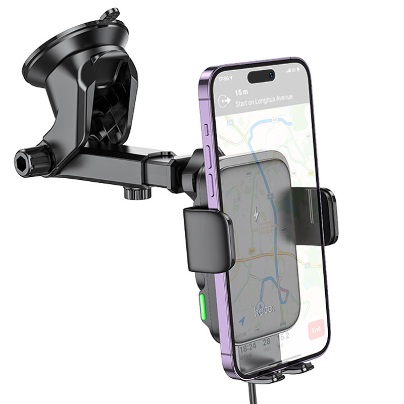 Автодержатель с БЗУ Hoco HW11 Jenny three-axis linkage (center console) смотреть фото №4