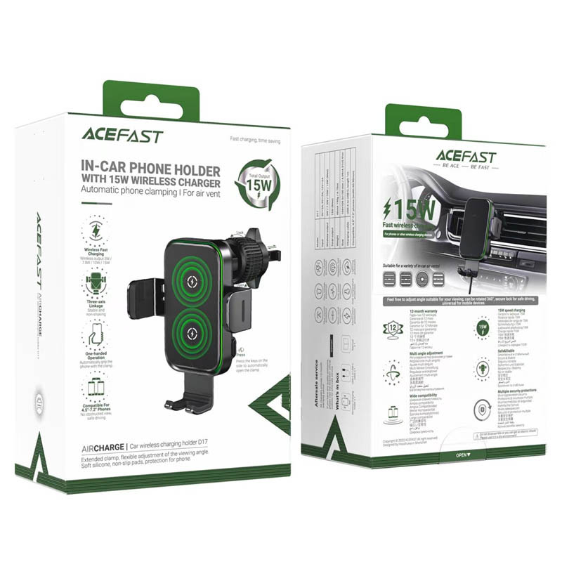 Автодержатель с БЗУ Acefast D17 на картинке №6