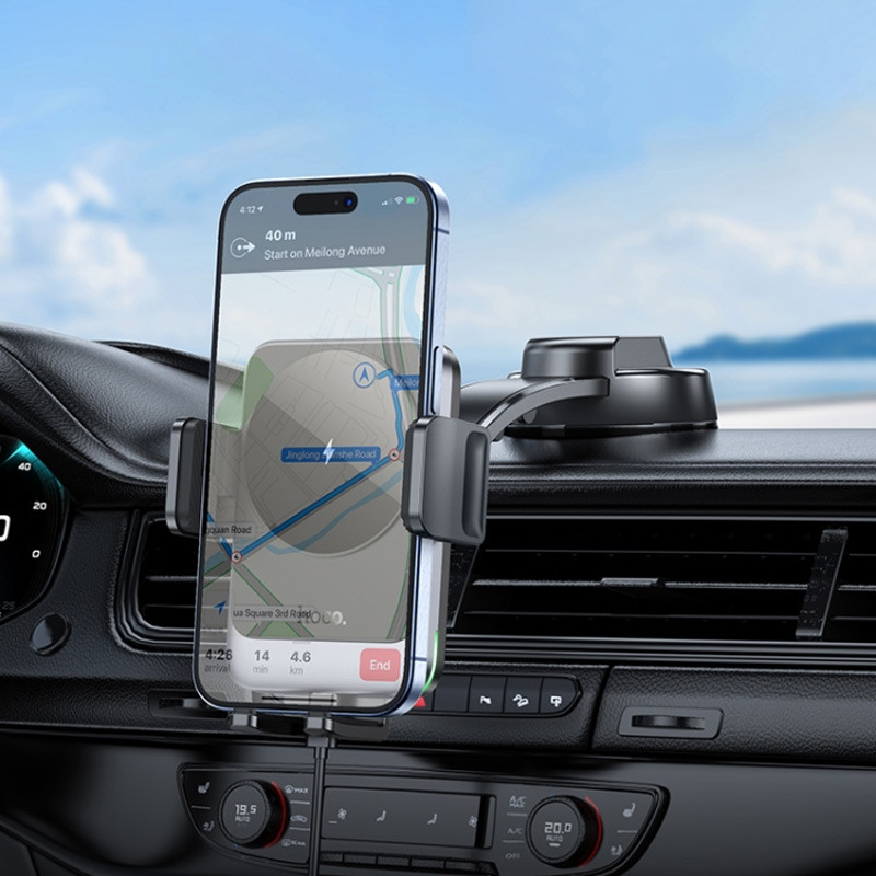 Автодержатель с БЗУ Hoco HW14 Speed (center console) смотреть фото №7