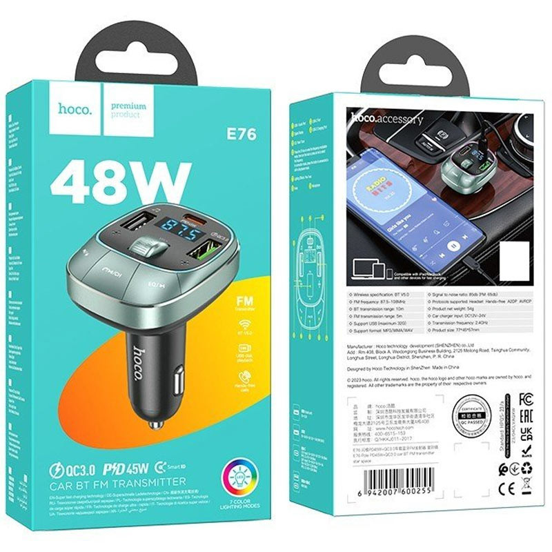 АЗУ FM модулятор HOCO E76 Pole PD45W+QC3.0 смотреть фото №4