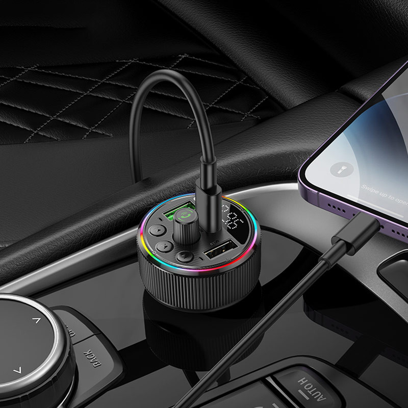 АЗУ FM модулятор Hoco E82 Guerrero PD30W+QC3.0 (2USB-A/1C) на картинке №8