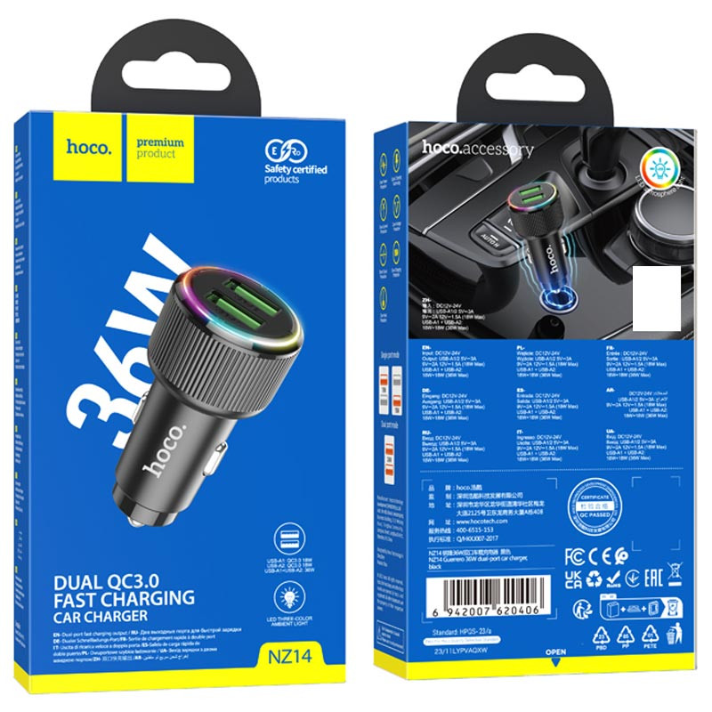 АЗП Hoco NZ14 Guerrero QC3.0 18W total 38W (2USB-A) на малюнкі №6