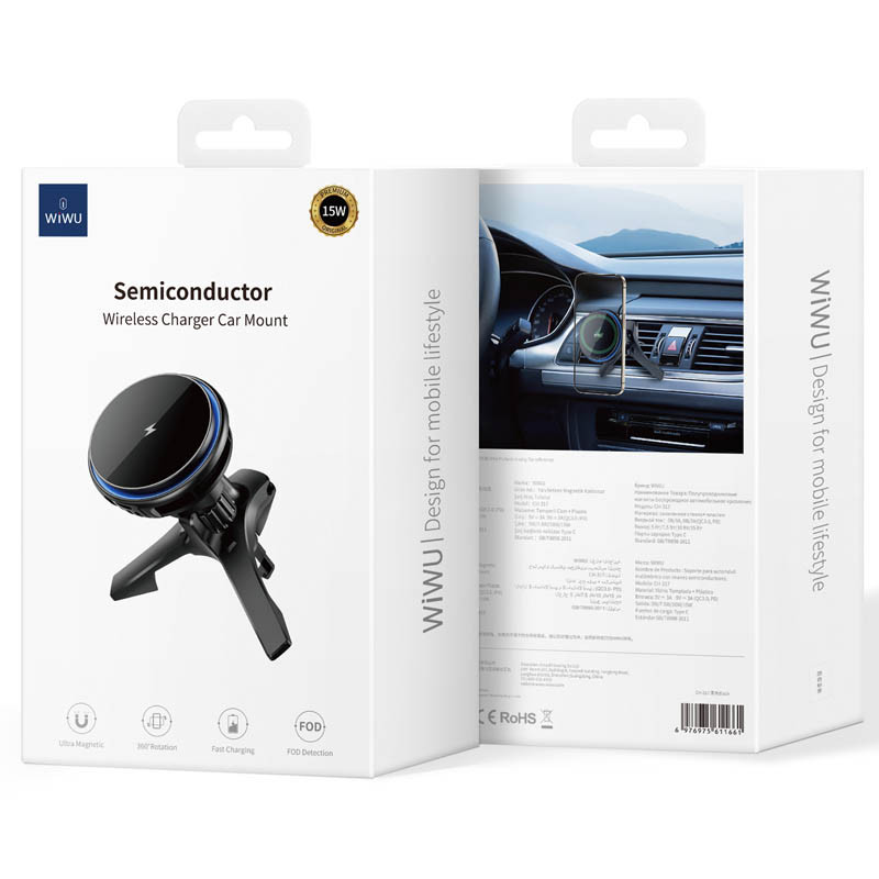 Автодержатель с БЗУ WIWU CH-317 15W смотреть фото №2