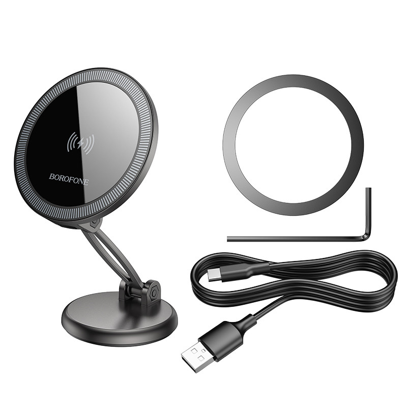 Автодержатель с БЗУ Borofone BH218 Star metal (center console) на картинке №3