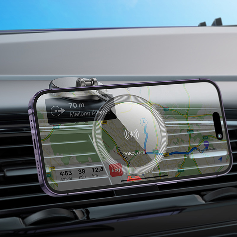 Автодержатель с БЗУ Borofone BH218 Star metal (center console) на картинке №7