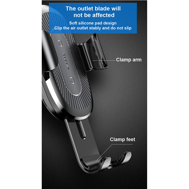 Автодержатель с БЗУ Baseus Gravity Wireless Air Vent (WXYL) на картинке №2