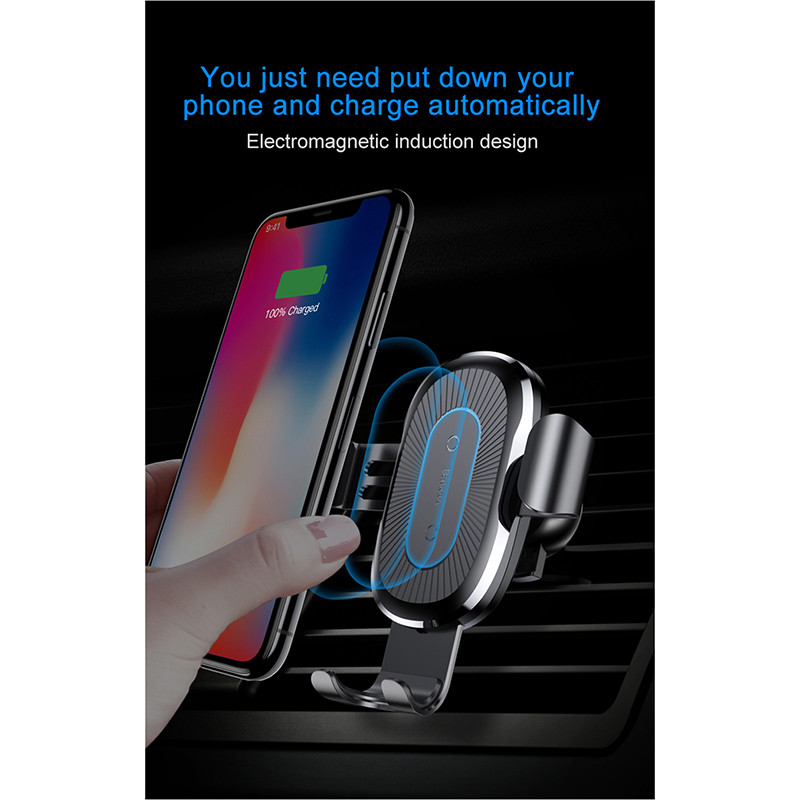 Автодержатель с БЗУ Baseus Gravity Wireless Air Vent (WXYL) на картинке №6