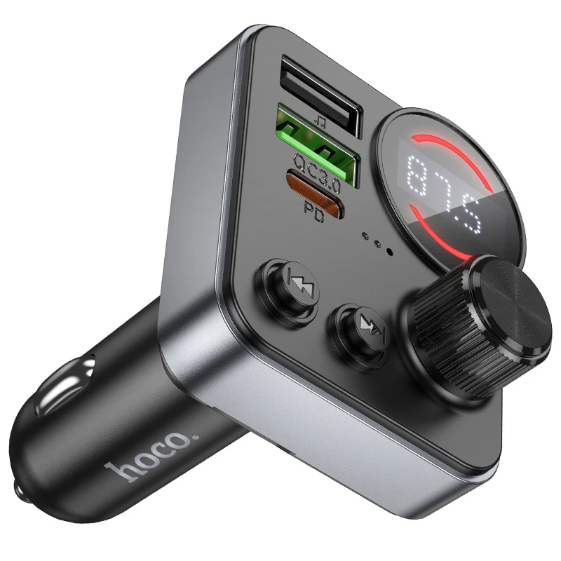 АЗУ FM модулятор Hoco E86 Alegria PD30W+QC3.0 48W (2USB-A/1C), Black 1, купить оптом с доставкой