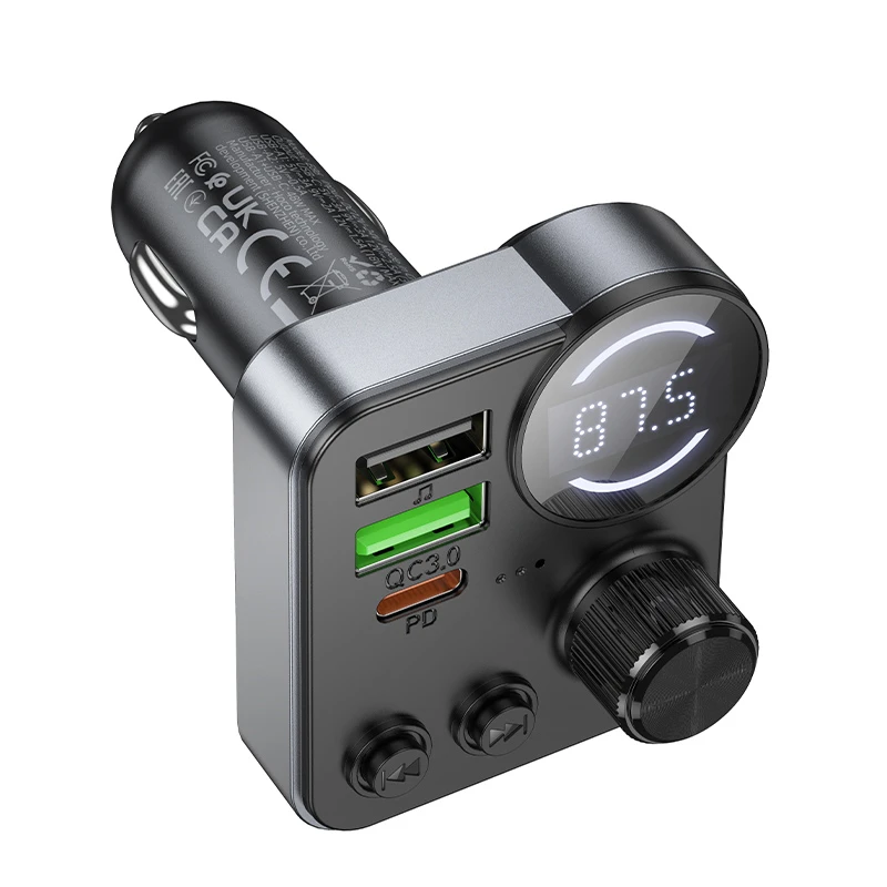АЗУ FM модулятор Hoco E86 Alegria PD30W+QC3.0 48W (2USB-A/1C), Black 2, купить оптом с доставкой