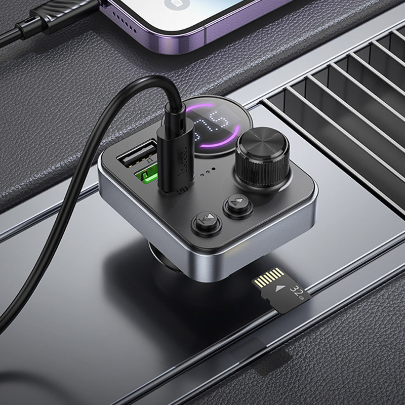 АЗП FM модулятор Hoco E86 Alegria PD30W+QC3.0 48W (2USB-A/1C) на малюнкі №7