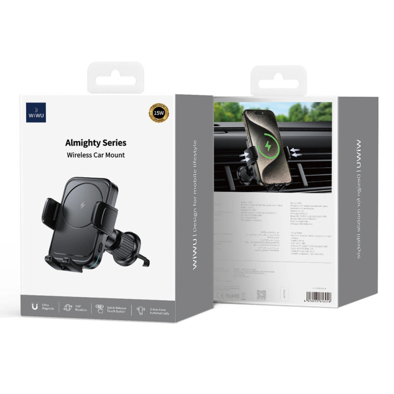 Автодержатель с БЗУ WIWU CH-321 15W на картинке №4