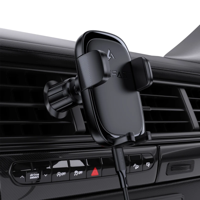 Автодержатель с БЗУ Acefast D48 Air Vent 15W, Black 5, купить оптом с доставкой