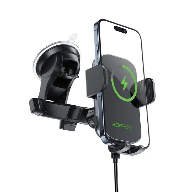 Автодержатель с БЗУ Acefast D53 with Electric Clamp for Dashboard, Black 1, купить оптом с доставкой