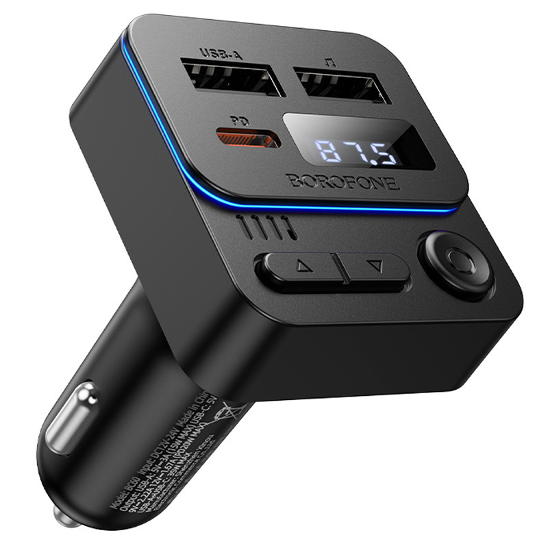АЗП FM модулятор Borofone BC60 Hero 35W (2USB-A/1C) на малюнкі №1