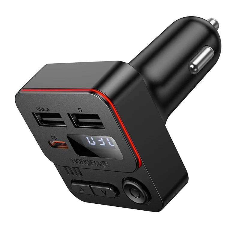 АЗП FM модулятор Borofone BC60 Hero 35W (2USB-A/1C), Black 2, купити оптом з доставкою