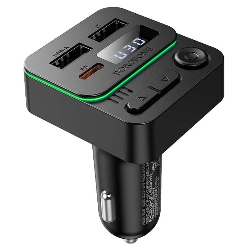 АЗП FM модулятор Borofone BC60 Hero 35W (2USB-A/1C), Black 3, купити оптом з доставкою