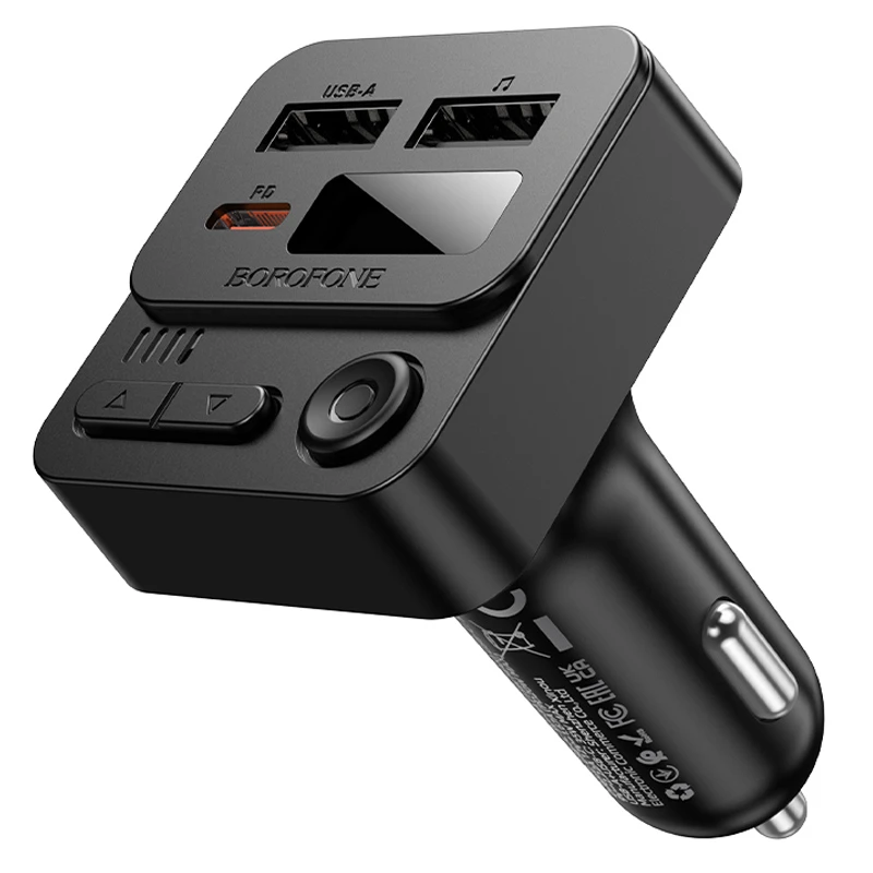 АЗП FM модулятор Borofone BC60 Hero 35W (2USB-A/1C), Black 4, купити оптом з доставкою