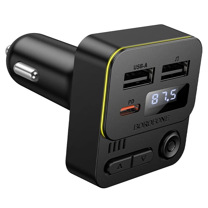 АЗП FM модулятор Borofone BC60 Hero 35W (2USB-A/1C), Black 5, купити оптом з доставкою