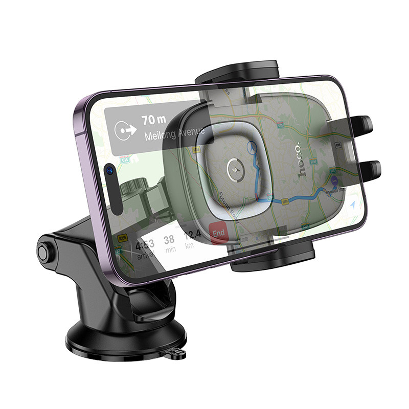 Автодержатель с БЗУ Hoco HW32 Crown push-type (center console) на картинке №2