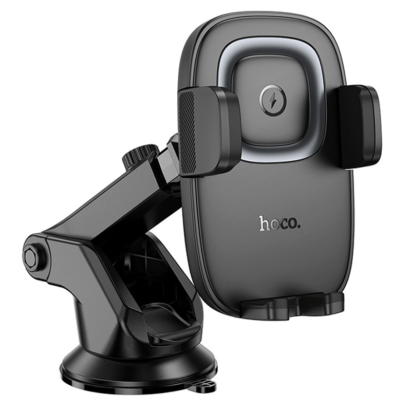 Автодержатель с БЗУ Hoco HW32 Crown push-type (center console) на картинке №6