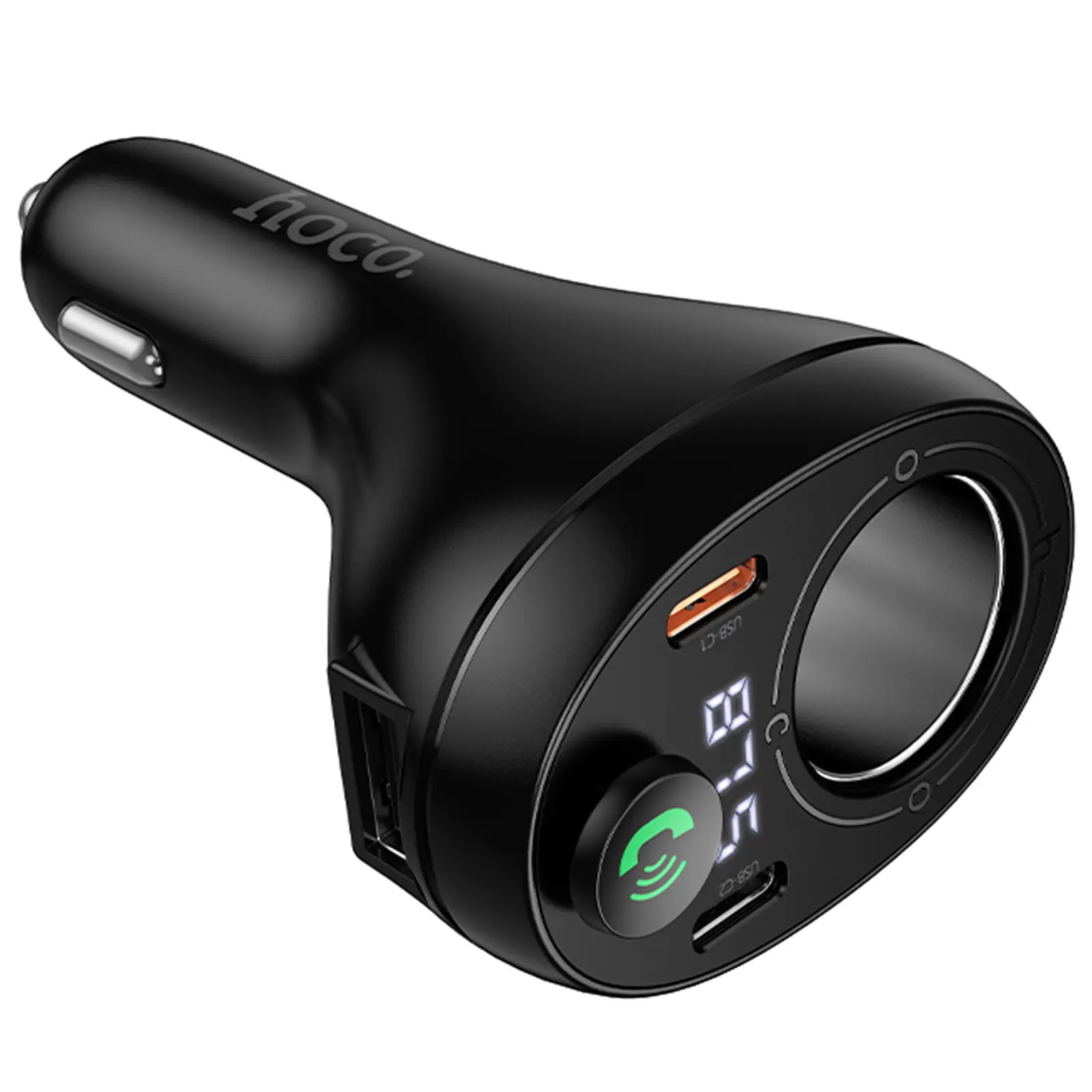 АЗП FM модулятор Hoco E88 Star cigarette lighter 35W (2USB-C), Black 4, купити оптом з доставкою