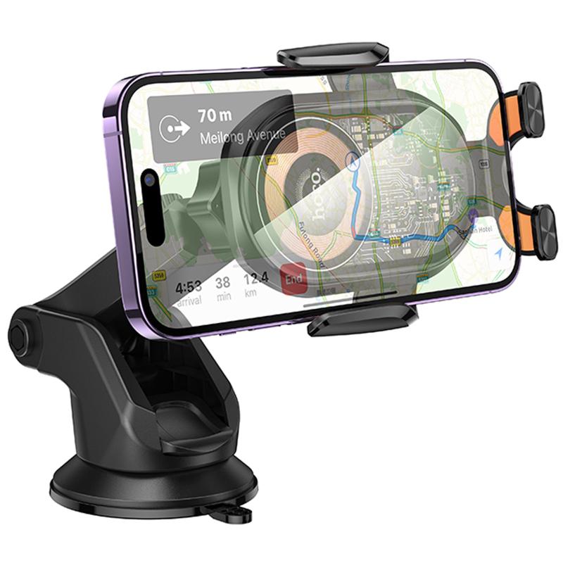 Автотримач з БЗП Hoco HW34 Blue whale 3-axis linkage wireless 15W (center console) на малюнкі №3