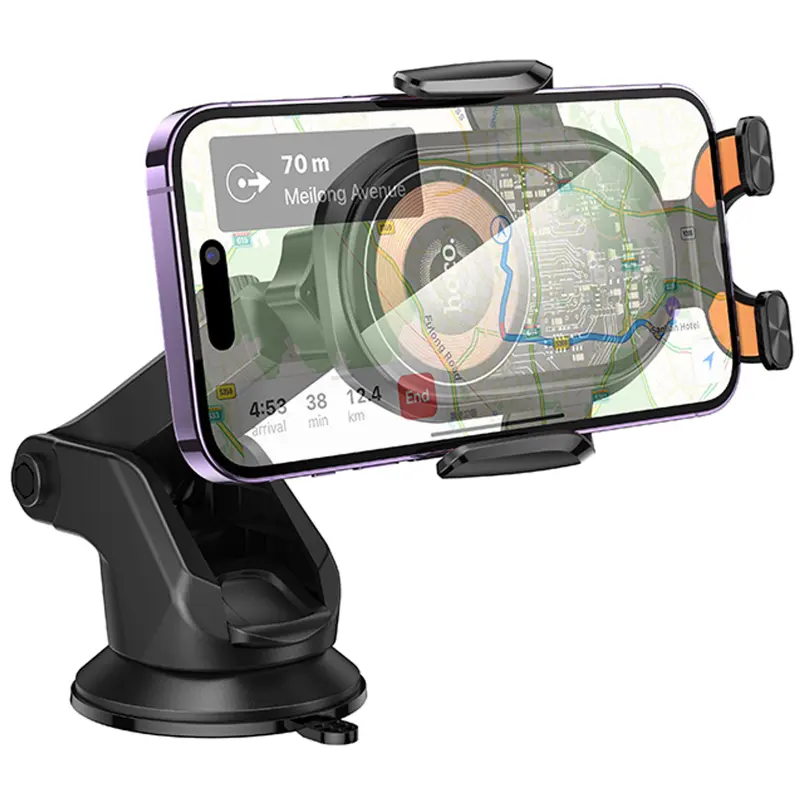 Автодержатель с БЗУ Hoco HW34 Blue whale 3-axis linkage wireless 15W (center console), Black 2, купить оптом с доставкой