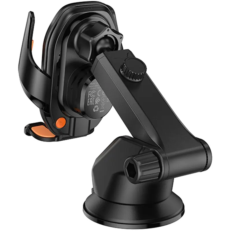 Автодержатель с БЗУ Hoco HW34 Blue whale 3-axis linkage wireless 15W (center console), Black 6, купить оптом с доставкой