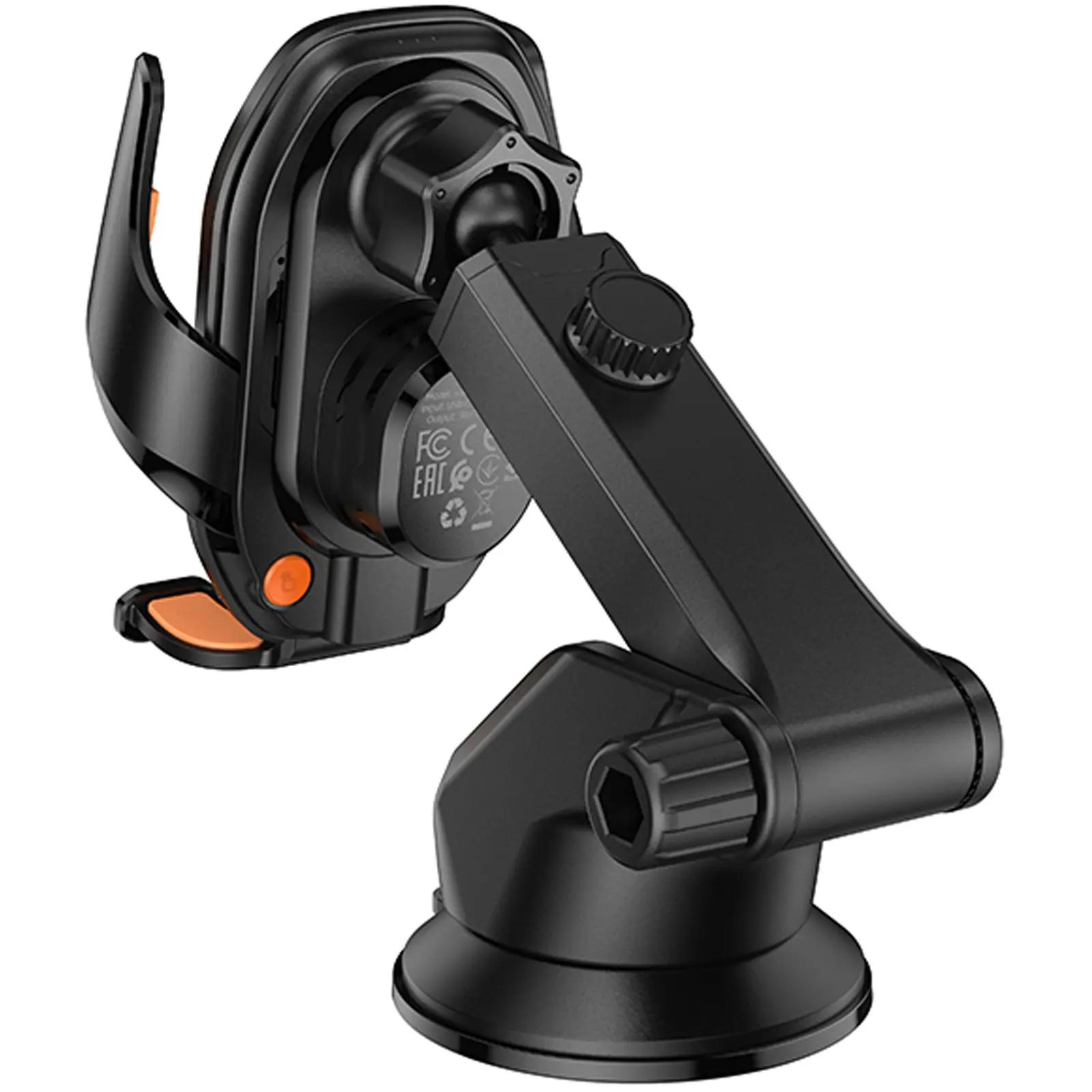 Автодержатель с БЗУ Hoco HW34 Blue whale 3-axis linkage wireless 15W (center console), Black 6, купить оптом с доставкой
