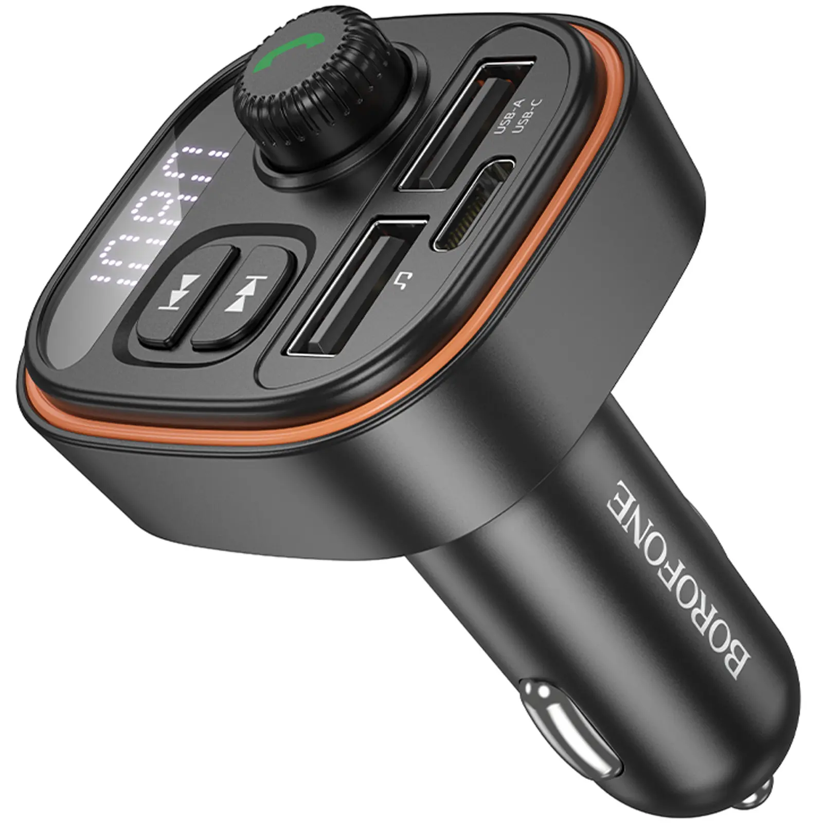 АЗУ FM модулятор Borofone BC59 Heroic (2USB-A/1C), Black 1, купить оптом с доставкой