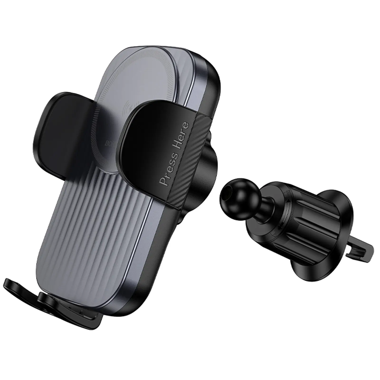Автодержатель с БЗУ Borofone BH221 Path 15W (air outlet), Black / Metal gray 1, купить оптом с доставкой