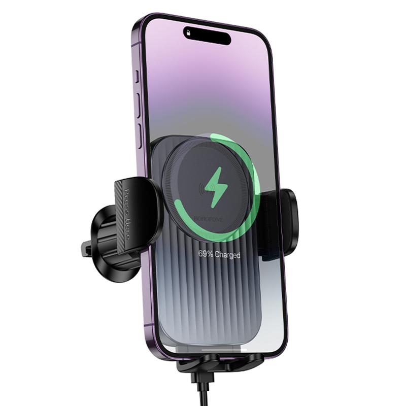 Автодержатель с БЗУ Borofone BH221 Path 15W (air outlet) на картинке №3