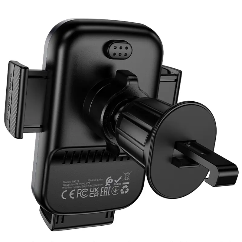 Автодержатель с БЗУ Borofone BH221 Path 15W (air outlet), Black / Metal gray 3, купить оптом с доставкой