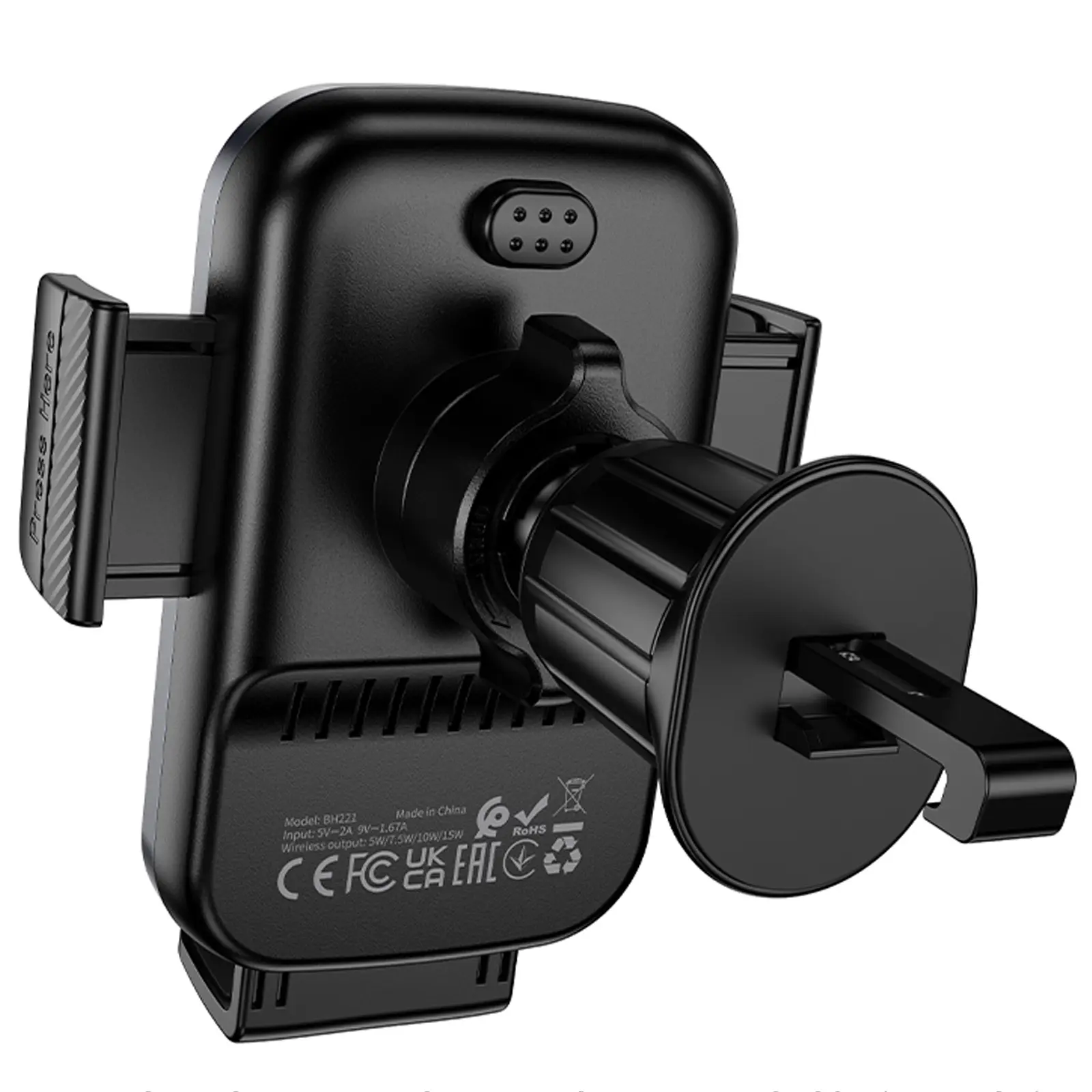 Автодержатель с БЗУ Borofone BH221 Path 15W (air outlet), Black / Metal gray 3, купить оптом с доставкой