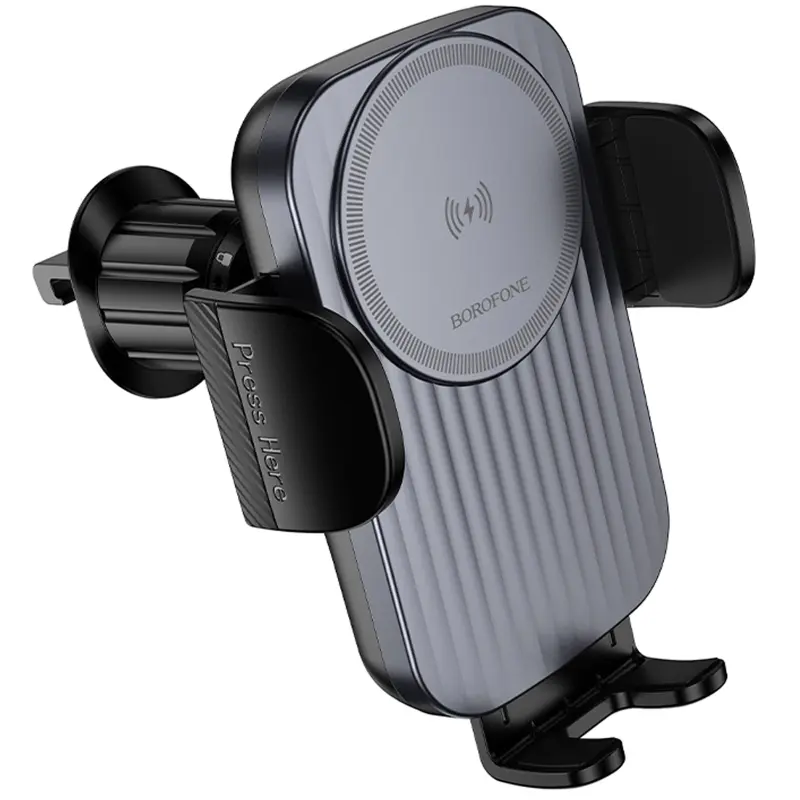 Автодержатель с БЗУ Borofone BH221 Path 15W (air outlet), Black / Metal gray 4, купить оптом с доставкой