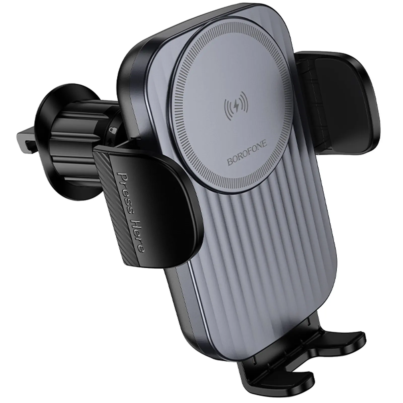 Автодержатель с БЗУ Borofone BH221 Path 15W (air outlet), Black / Metal gray 4, купить оптом с доставкой