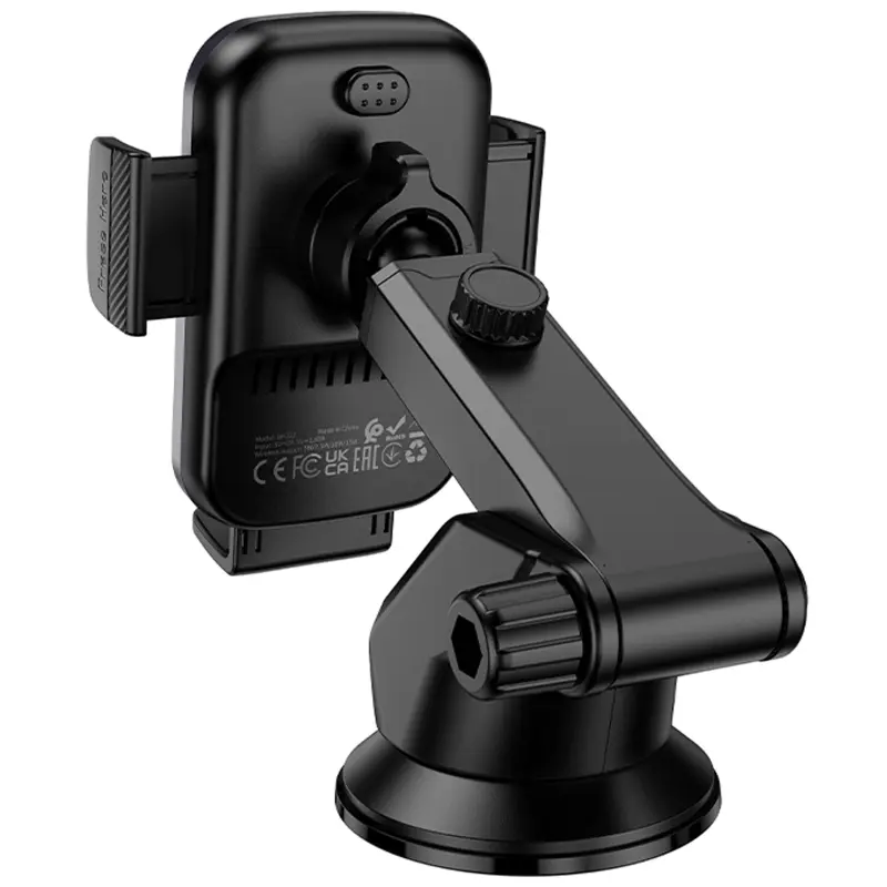 Автотримач з БЗП Borofone BH222 Leading 15W (center console), Black / Metal gray 2, купити оптом з доставкою