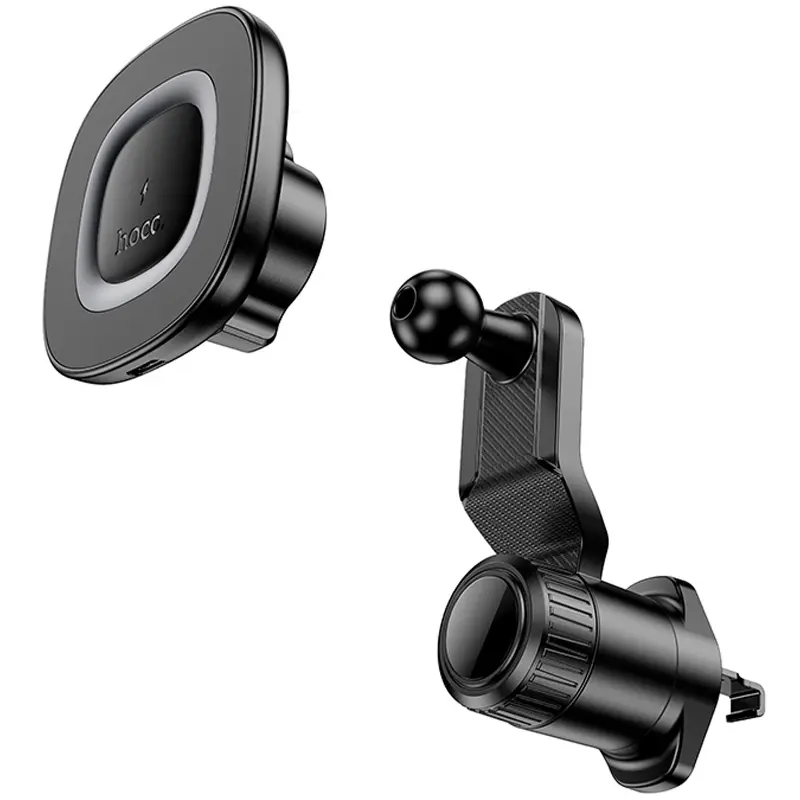 Автотримач з БЗП Hoco HW30 Crown magnetic 15W (air outlet), Black / Metal gray 2, купити оптом з доставкою