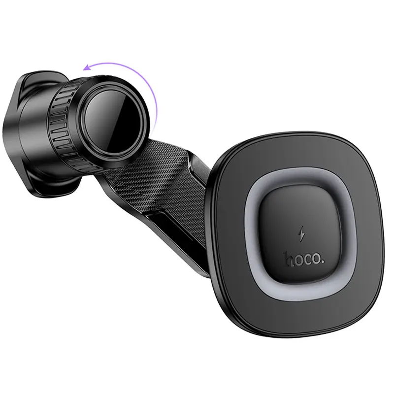 Автотримач з БЗП Hoco HW30 Crown magnetic 15W (air outlet), Black / Metal gray 4, купити оптом з доставкою