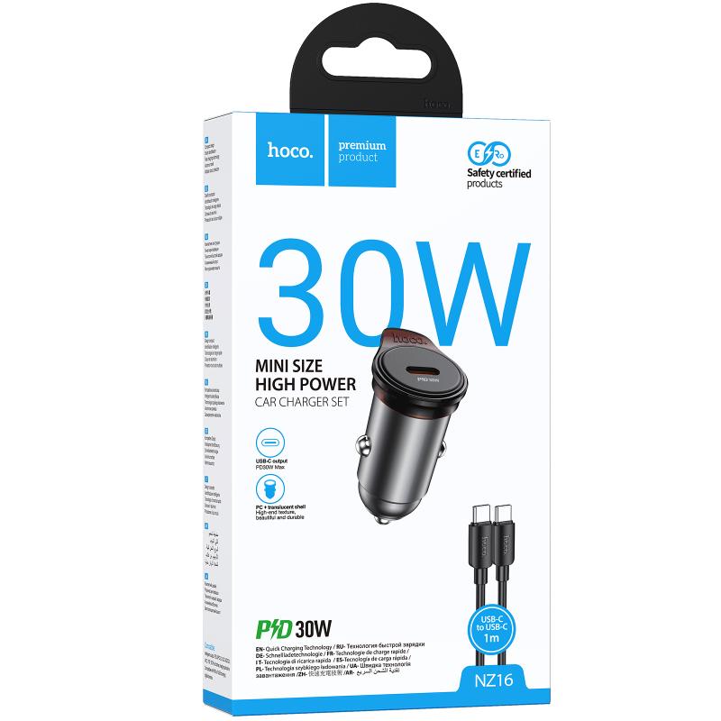 АЗУ Hoco NZ16 Rigorous PD30W (1USB-C) + кабель Type-C to Type-C на картинке №3