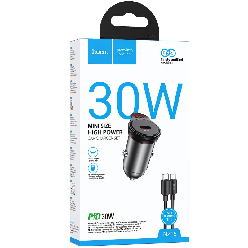АЗУ Hoco NZ16 Rigorous PD30W (1USB-C) + кабель Type-C to Type-C, Metal grey 2, купить оптом с доставкой
