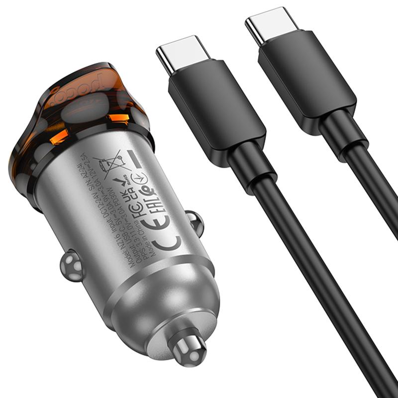 АЗУ Hoco NZ16 Rigorous PD30W (1USB-C) + кабель Type-C to Type-C на картинке №4